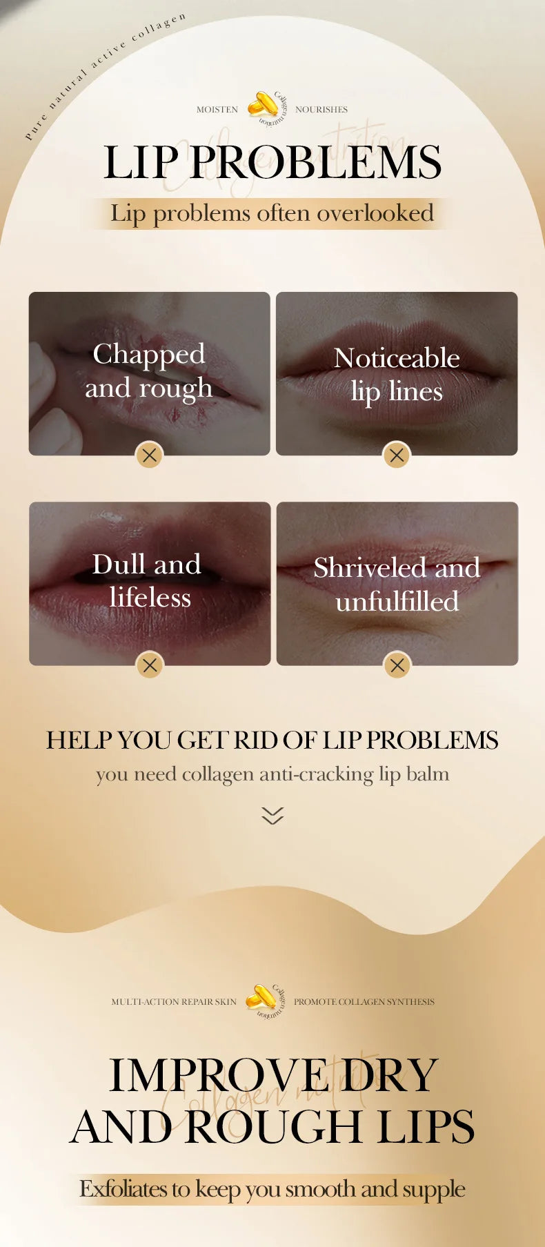 SADOER Collagen Lip Balm Moisturizing Anti Cracking Brightening Repair Nourishing Hydrating Lipstick Lips Skin Care Products