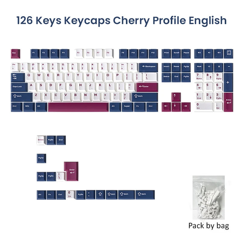 USLION 126 Keys Cherry Profile Keycaps ISO Layout Minimalist PBT Key Caps for Gaming Mechanical Keyboard GMK87 GMK67 AULA 75