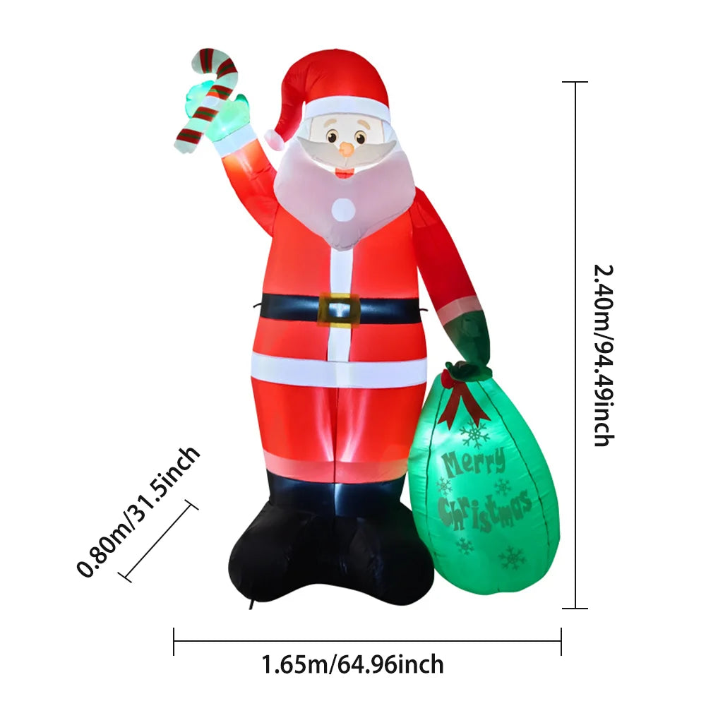 2025 Christmas inflatables Santa 240cm Glowing Santa Claus with LED Outdoor Home Cafe Decoration Party Garden Xmas Decor