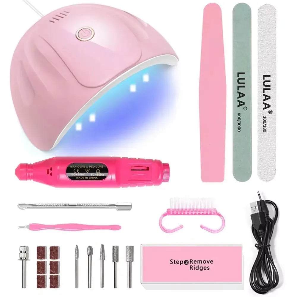 LINMANDA Manicure UV LED Lamp Kit Set with UV Lamp and 20000RPM Nail Drill Machine for Remove Dead Skin Manicure Tools Set