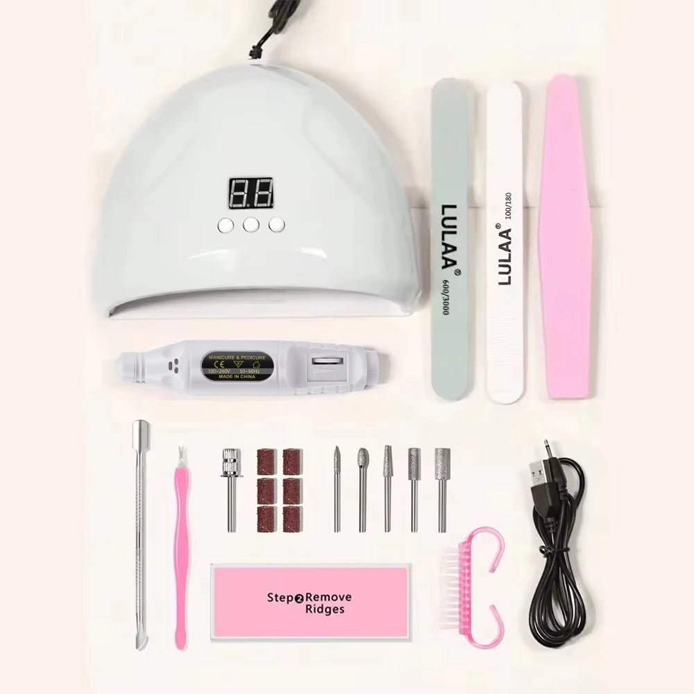 LINMANDA Manicure UV LED Lamp Kit Set with UV Lamp and 20000RPM Nail Drill Machine for Remove Dead Skin Manicure Tools Set