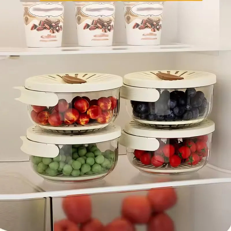 Vegetable Fruit Cleaning And Drainage Basket Folding Water Filter Net Fresh Keeping Box Cleaning Basket Kitchen storage Gadg