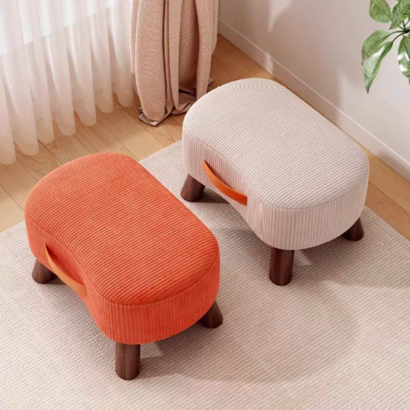 Household Stool Footstool Wood Material Living Room Furniture Wooden Frame Fabric