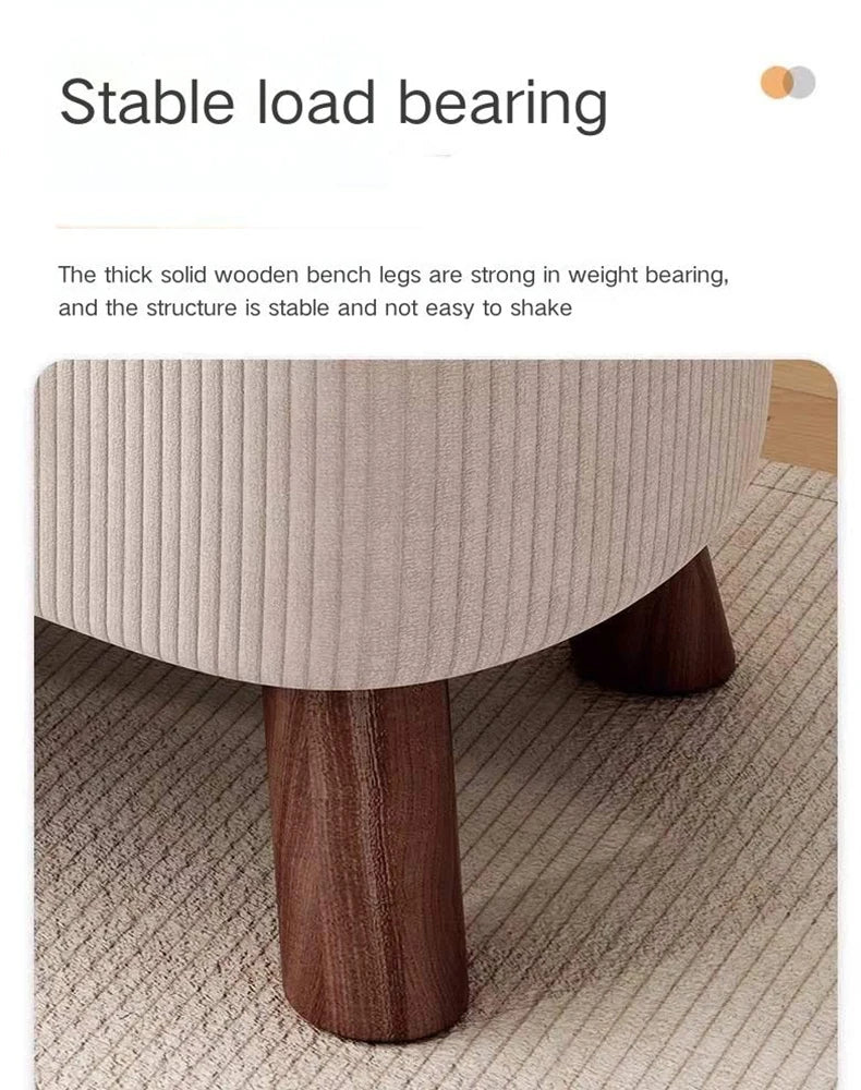 Household Stool Footstool Wood Material Living Room Furniture Wooden Frame Fabric