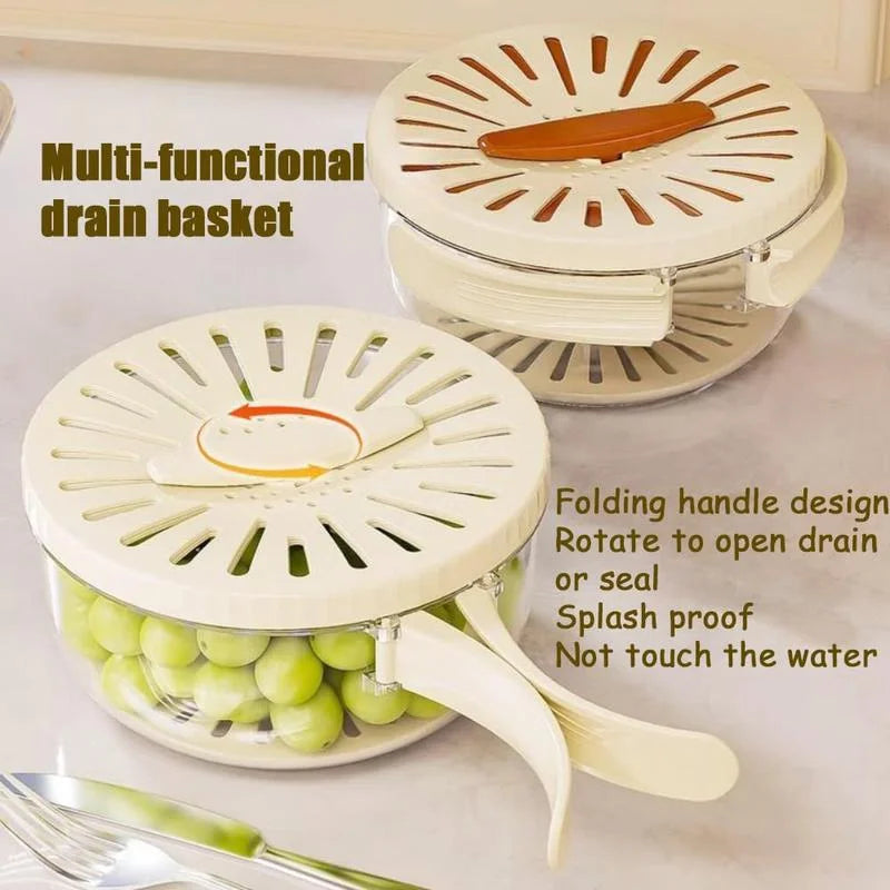Vegetable Fruit Cleaning And Drainage Basket Folding Water Filter Net Fresh Keeping Box Cleaning Basket Kitchen storage Gadg