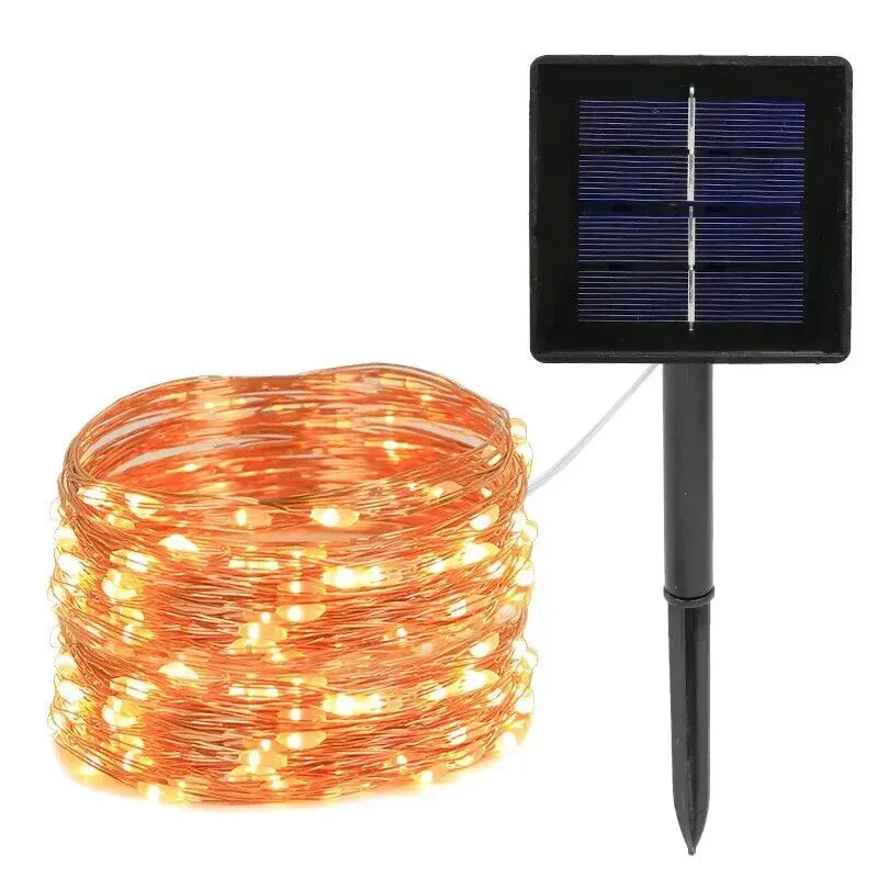 Solar Light String - 1 Set Outdoor Waterproof 8-Mode Copper Wire Fairy Lights for Garden & Christmas