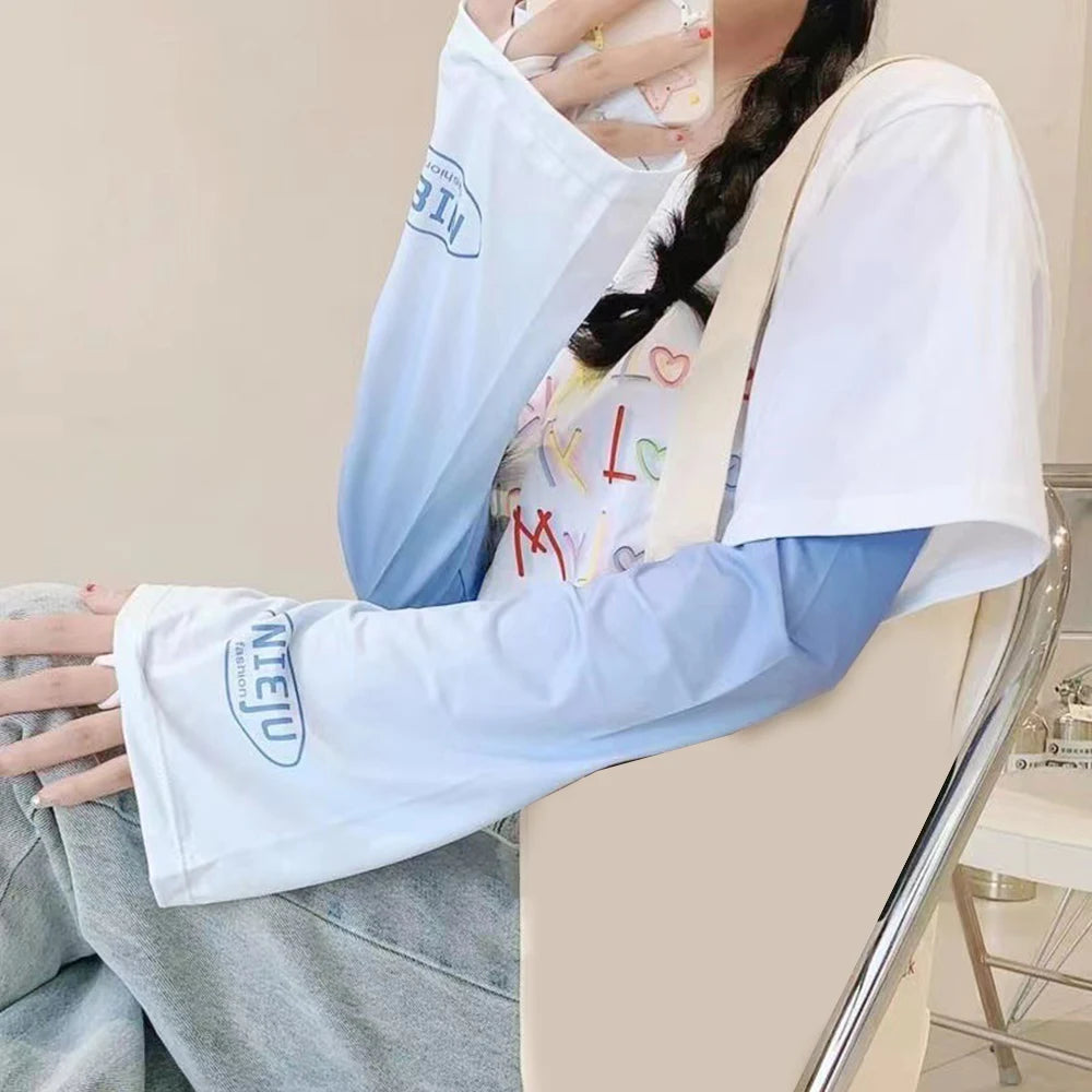 Loose Cycling Arm Sleeves Ice Fabric UV Protection Sunscreen Running Sleeve Outdoor Sport Cycling Arm Warmers Men Women YZL05