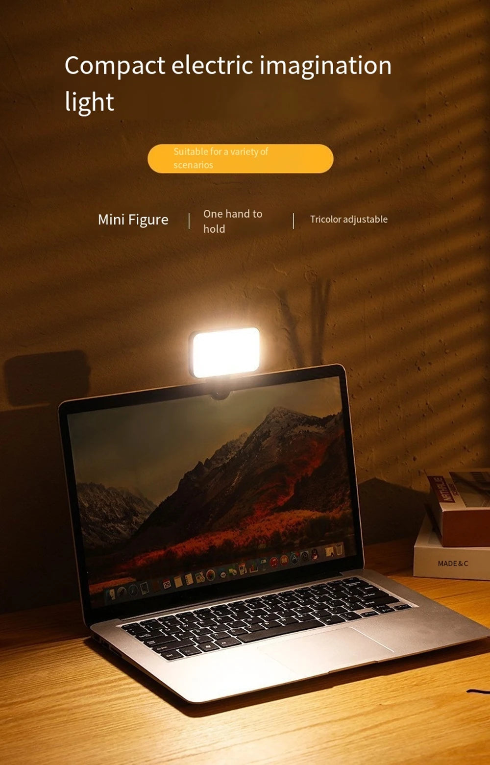 Portable Mini Selfie Fill Light Rechargeable Clip 3 Modes Adjustable Brightness On For Phone Laptop Tablet Meeting Make Up 