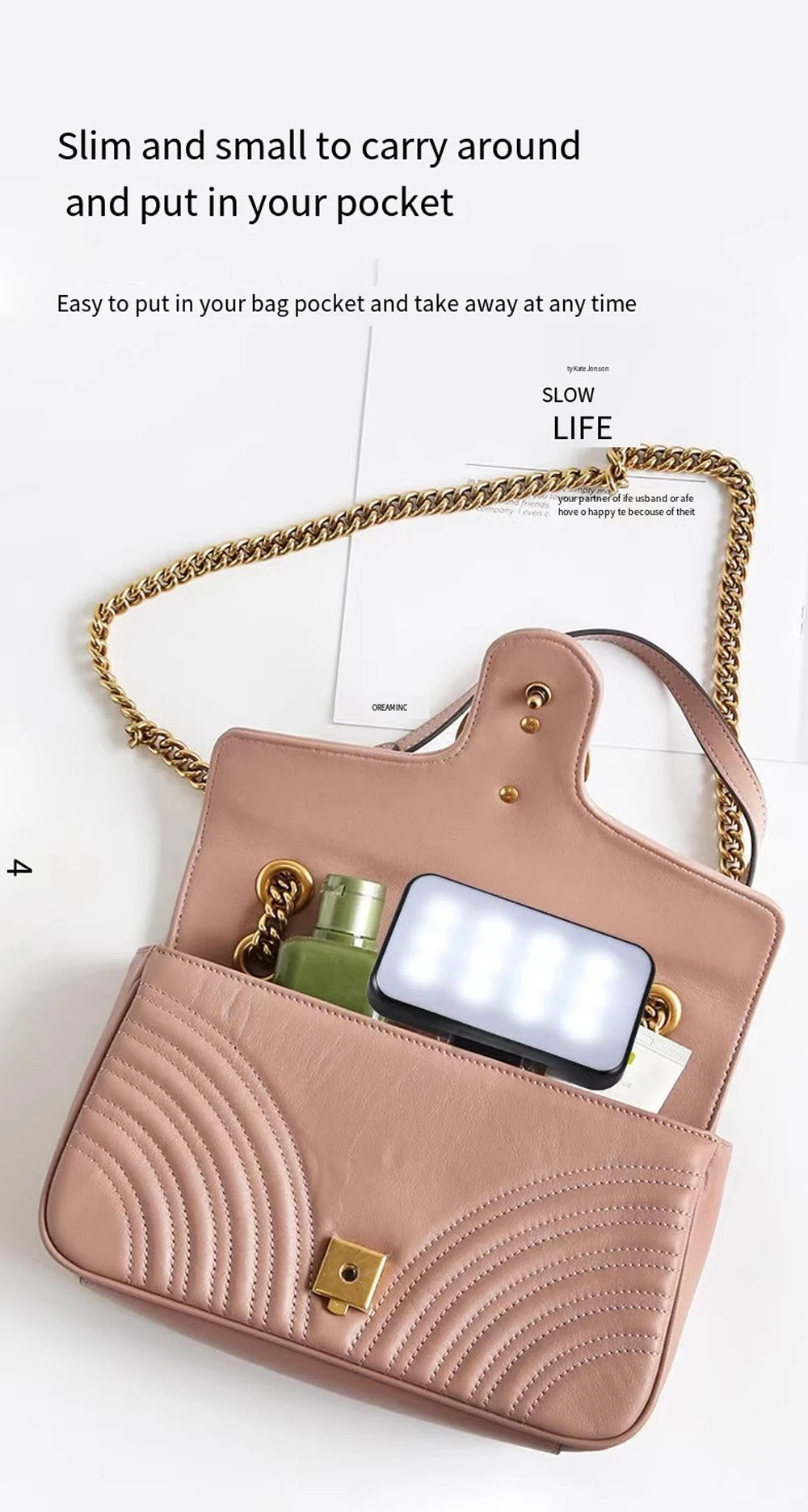 Portable Mini Selfie Fill Light Rechargeable Clip 3 Modes Adjustable Brightness On For Phone Laptop Tablet Meeting Make Up 