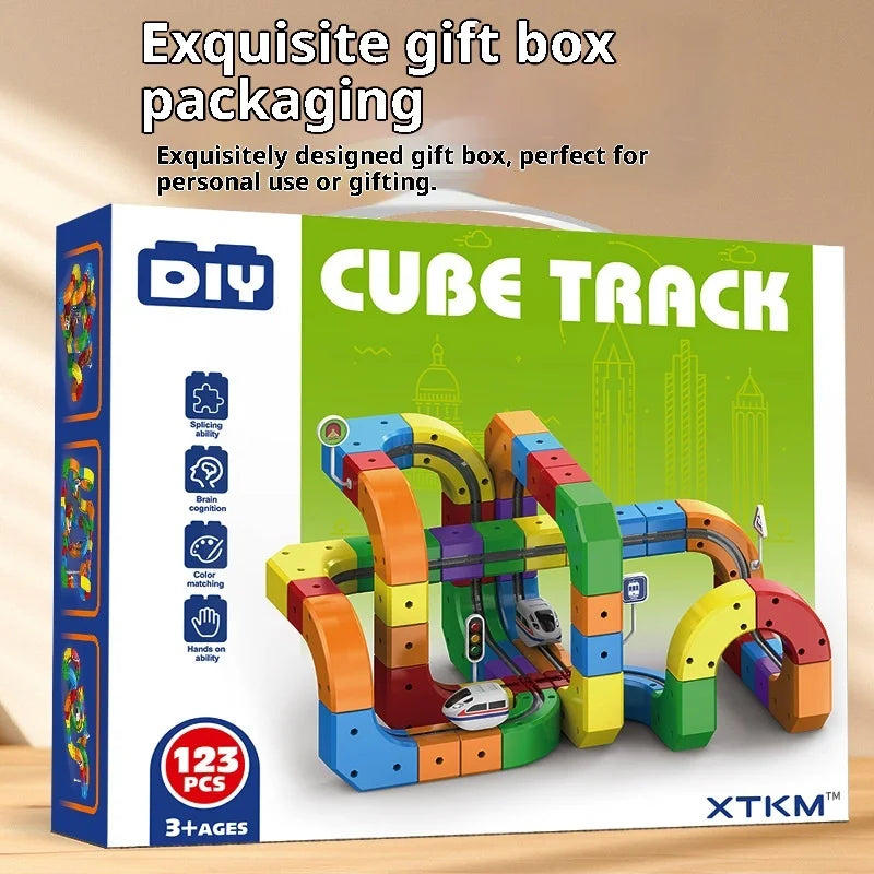 Electric Magnetic Track Set with Anti-Gravity Vehicles - 100+ Pieces STEM Building Toys, Creative DIY Railway for Kids Gift Toy