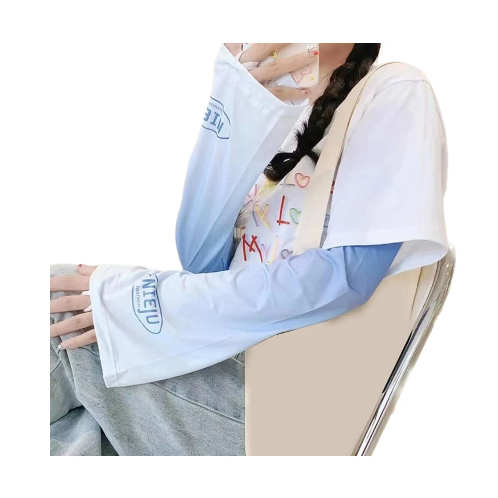 Loose Cycling Arm Sleeves Ice Fabric  UV Protection Sunscreen Running Sleeve Outdoor Sport Cycling Arm Warmers Men Women YZL05