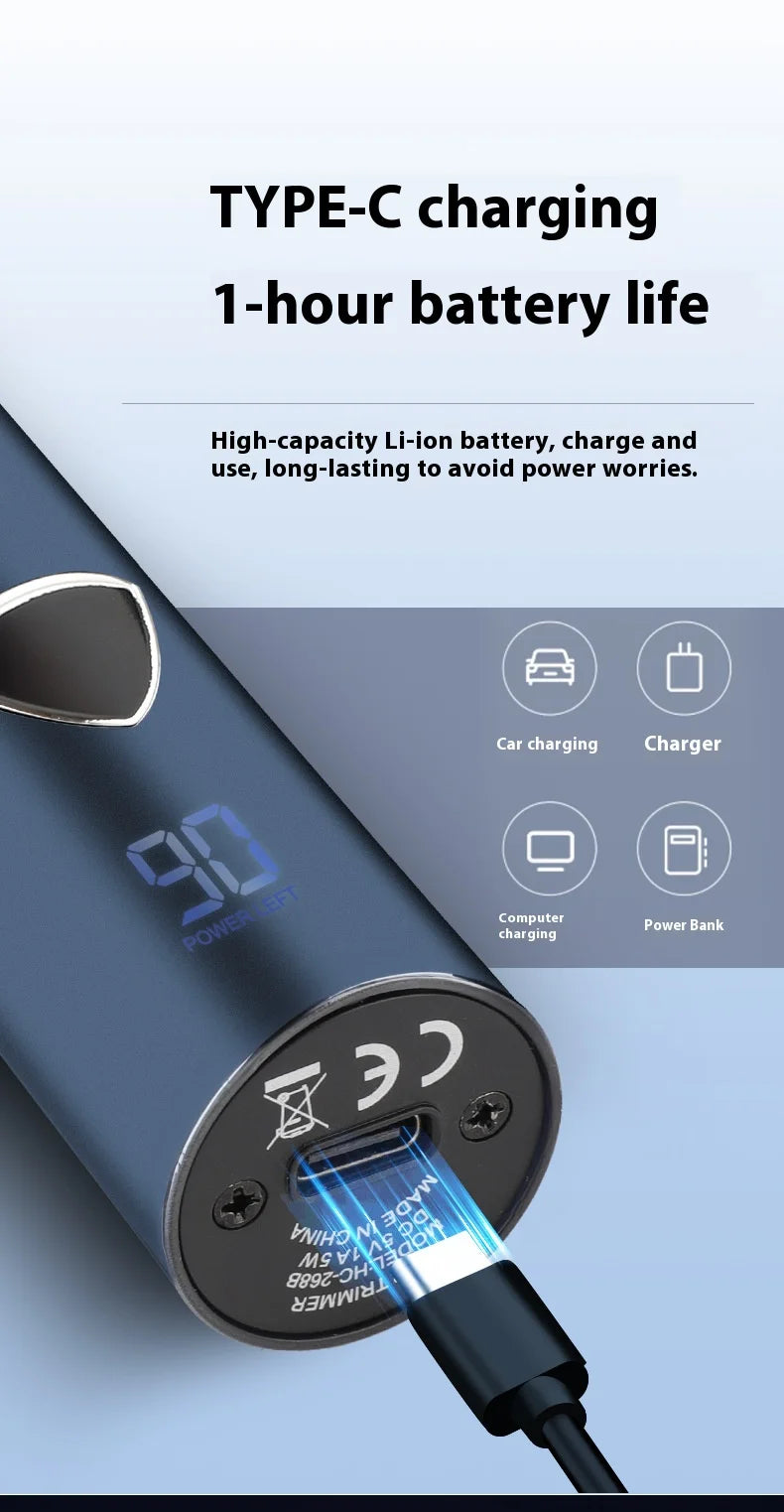 Men's 5-in-1 Electric Body Hair Trimmer Professional Hygienic Beauty Razor Shaver for Face Ear Nose - Professional Hair Trimmer