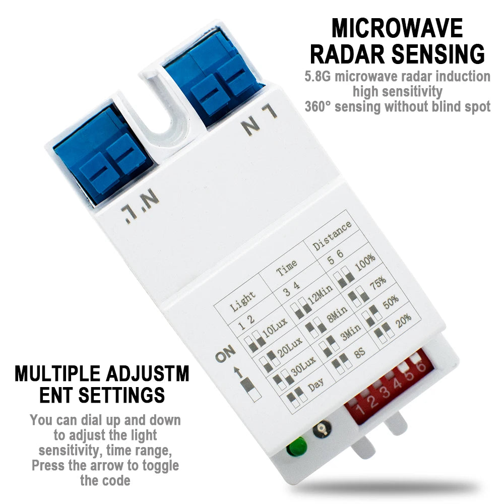 5.8GHz Microwave Doppler Radar Sensor Switch AC 220V-240V Motion Sensor Module High Sensitivity Body Induction Detector Sensor