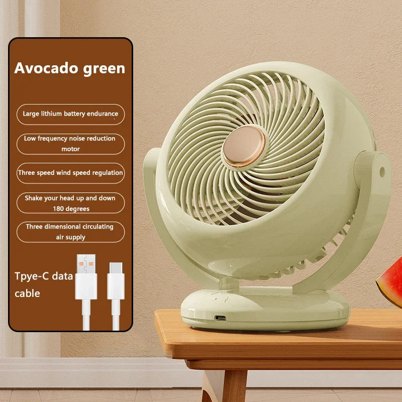 Mini Portable Fan Desktop Electric Fan Rotation Adjustable Angle Quiet Rechargeable Wireless Fan For Room Home Office Camping