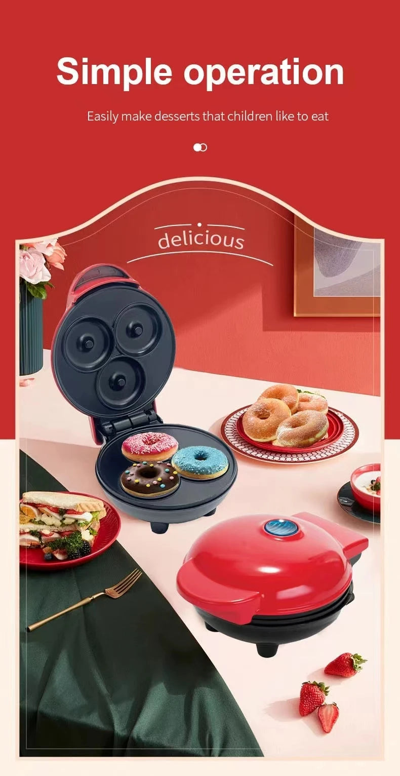 Home Sweet Donut Machine Breakfast Machine Internet Celebrity 3-Hole Cake Pancake Machine Light Food Machine Baking