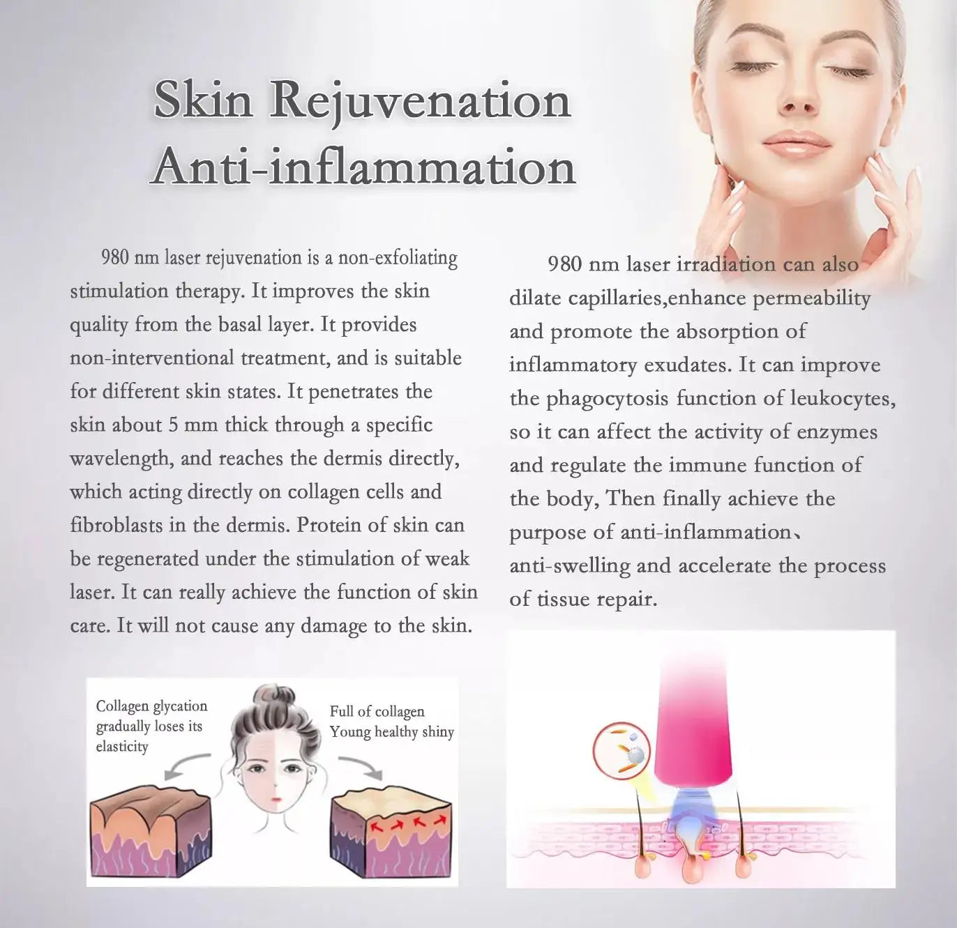 980Nm Laser Diode Vascular Spider Varicose Vein Removal Machine Treatment Fungi Physiotherapy