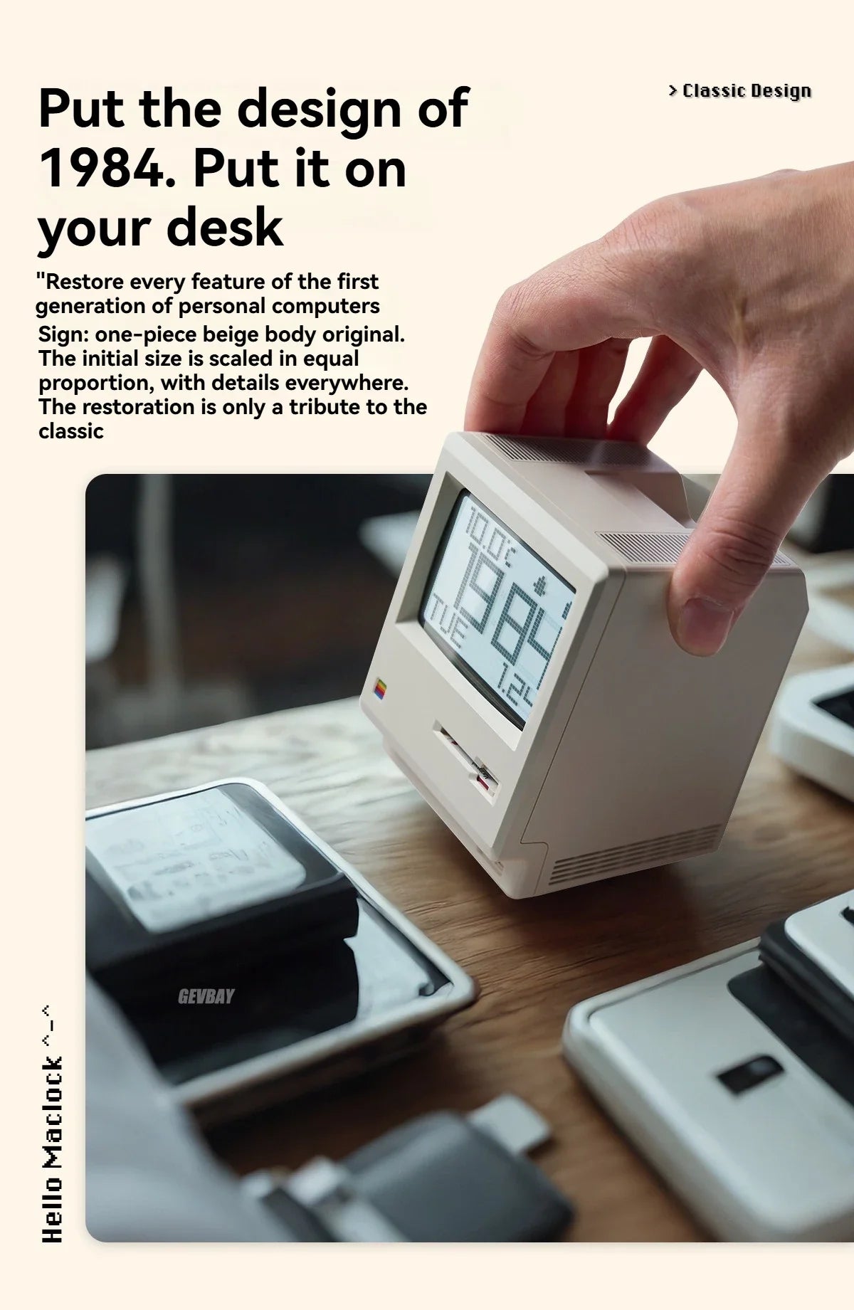 Maclock Retro Alarm Clock Creative Wake Up Artifact Students Desktop Decor Electronic Clock Computer Keyboard Accessories Gift