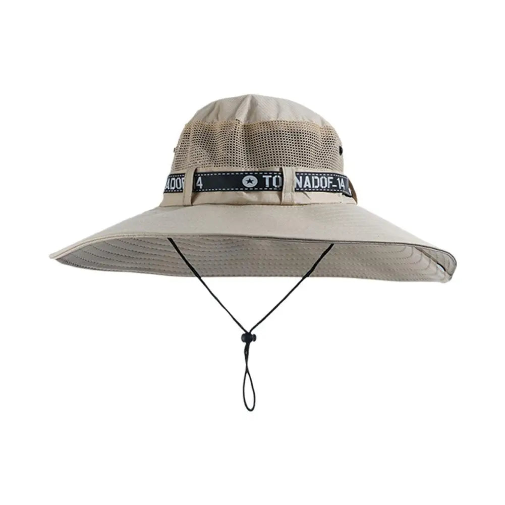 New Summer 15CM Large Brim Sun Hat Men Breathable Fishing Caps Sun UV Protection Mesh Fisherman Hat Hiking Outdoor Beach Cap