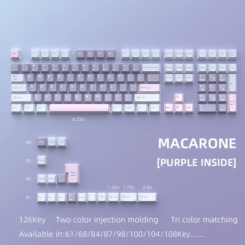 USLION 126 Keys Cherry Profile Keycaps ISO Layout Minimalist PBT Key Caps for Gaming Mechanical Keyboard GMK87 GMK67 AULA 75