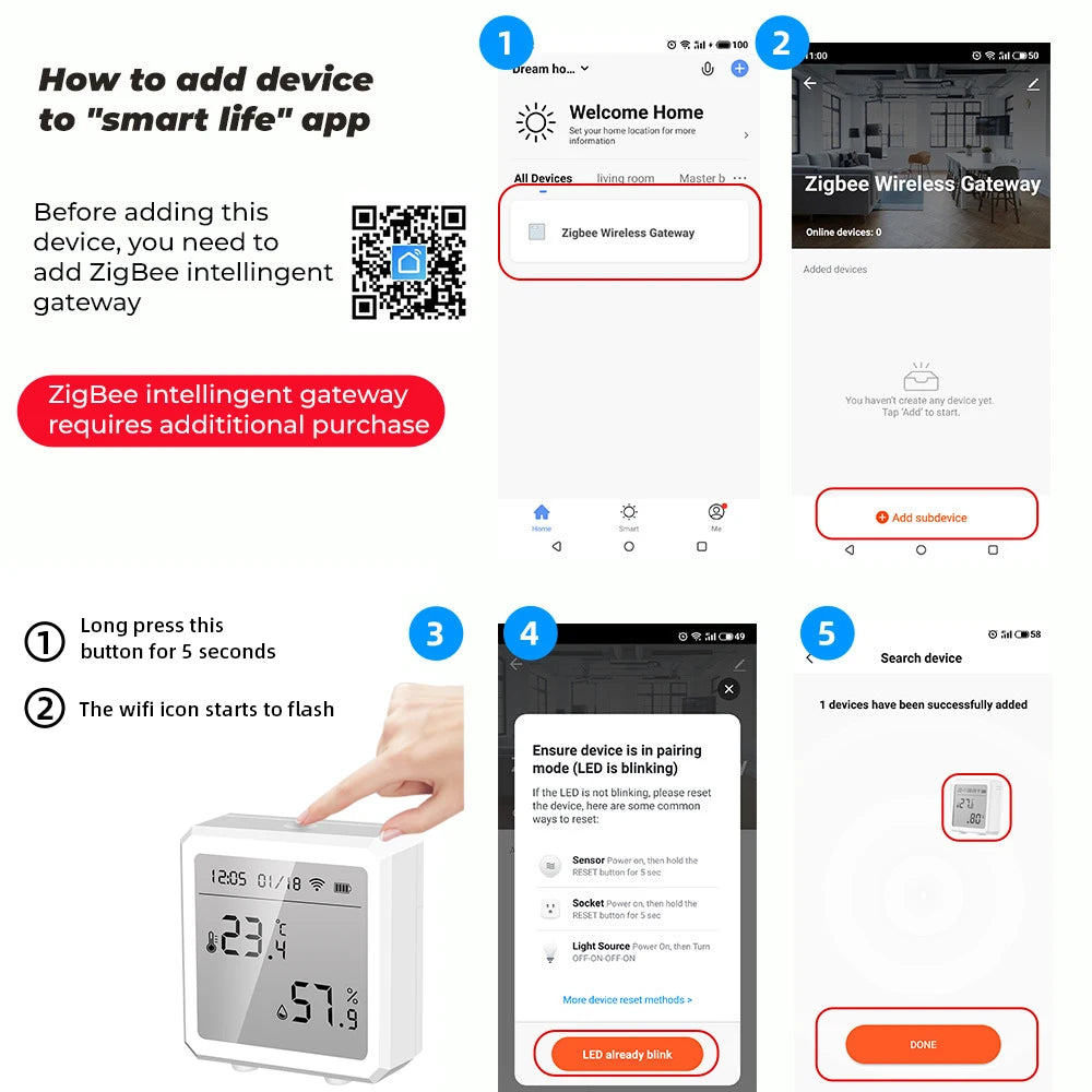tuya ZigBee Intelligent Temperature and Humidity Sensor Digital Remote Control Intelligent Temperature and Humidity Sensor Detec