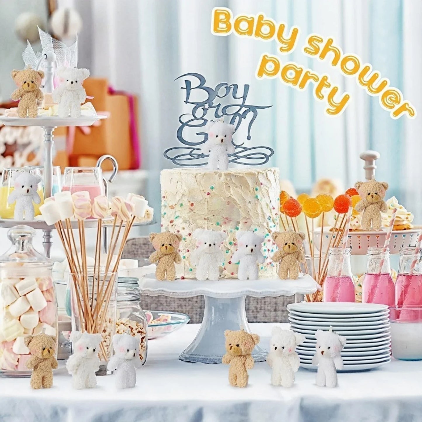 10Pcs/lot Plush Teddy Bears Toys 12cm Cute Animal Stuffed Dolls Kawaii Girl Blush Bear Keychain Christmas Birthday Party Gifts