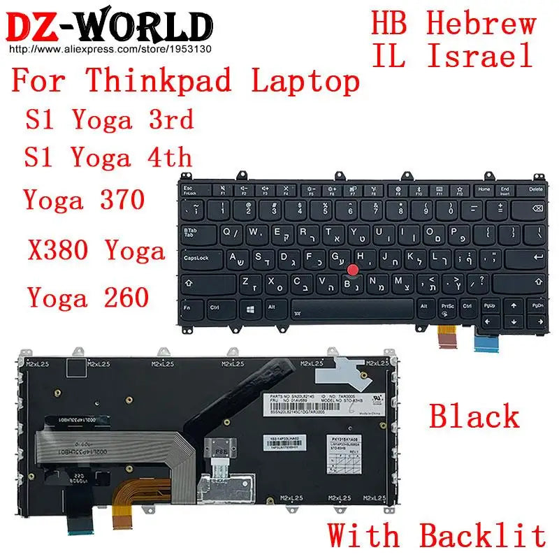 US English GR GK KR ARA TH HB IL KZ RU TW Backlit Keyboard For Lenovo Thinkpad S1 4th X380 Yoga 370 260 Laptop 01AV675 01AV688