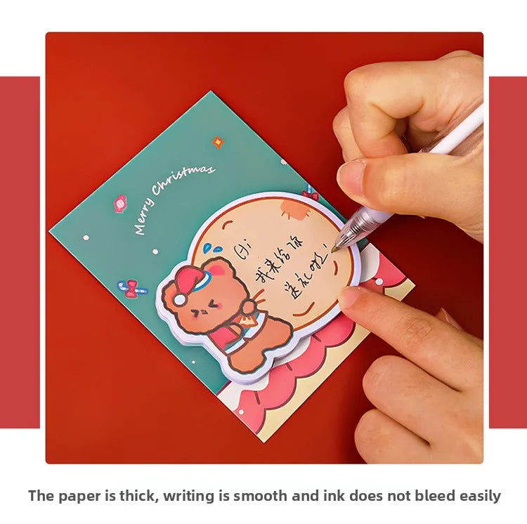 4Pcs/Lot Cute Christmas Sticky Notes Christmas Snowmen Bear Gifts Message Notes Decorations Stickers Kids School Office Supplies