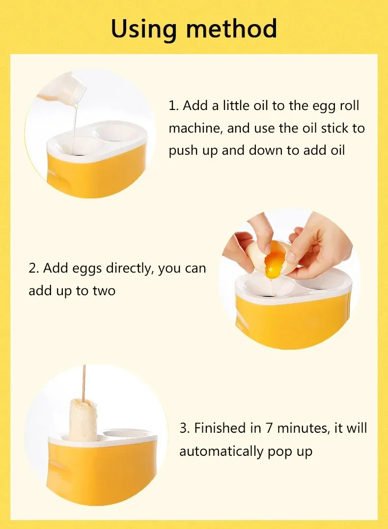 Automatic Rising Electric Egg Roll Maker Cup Breakfast Single/Double Omelette Master Fried Eggs Sausage Roller Boiler Machine EU