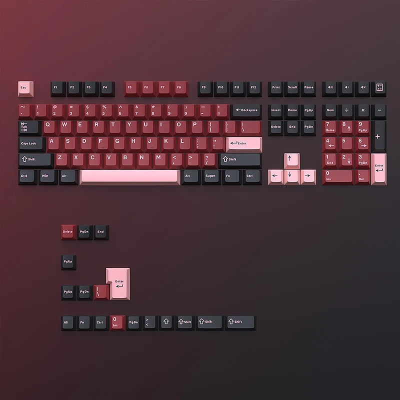 USLION 126 Keys Keycaps Three Color Mix Theme Cherry Profile English PBT Key Caps Set for Mechanical Keyboard