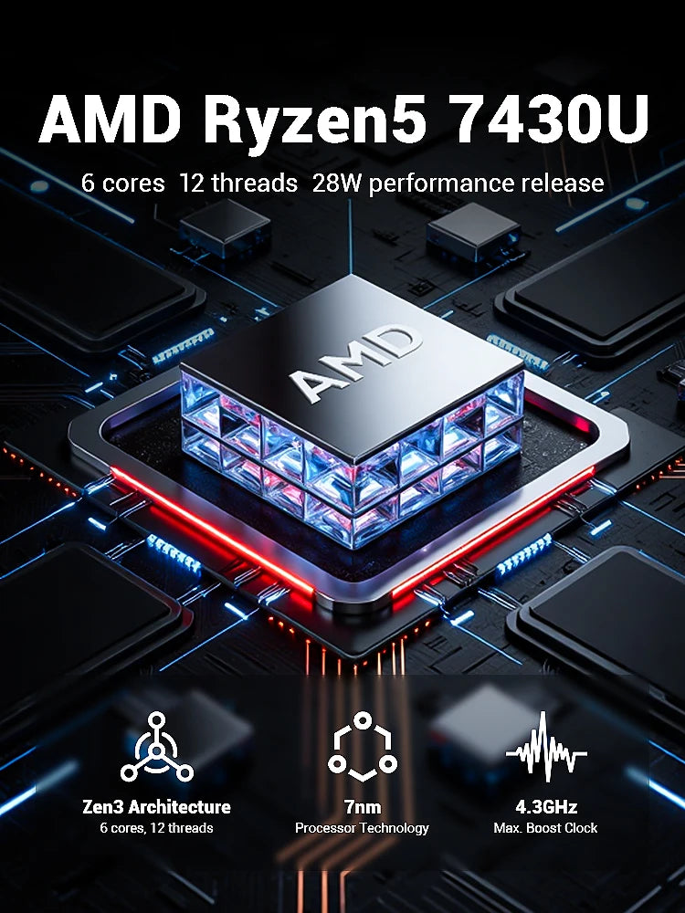 Firebat AS1 Laptop AMD Ryzen5 7430u CPU 15.6 Inch 16GB RAM 512GB SSD Lightweight Business Computer Windows Notebook BT5.2 WiFi6