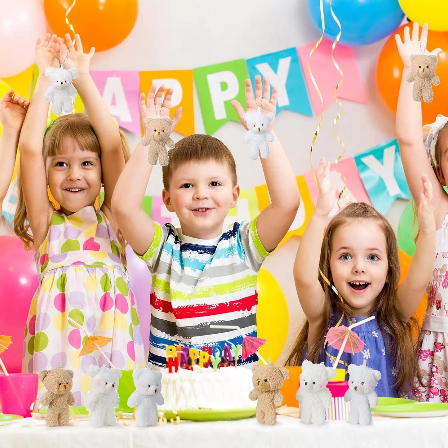 10Pcs/lot Plush Teddy Bears Toys 12cm Cute Animal Stuffed Dolls Kawaii Girl Blush Bear Keychain Christmas Birthday Party Gifts