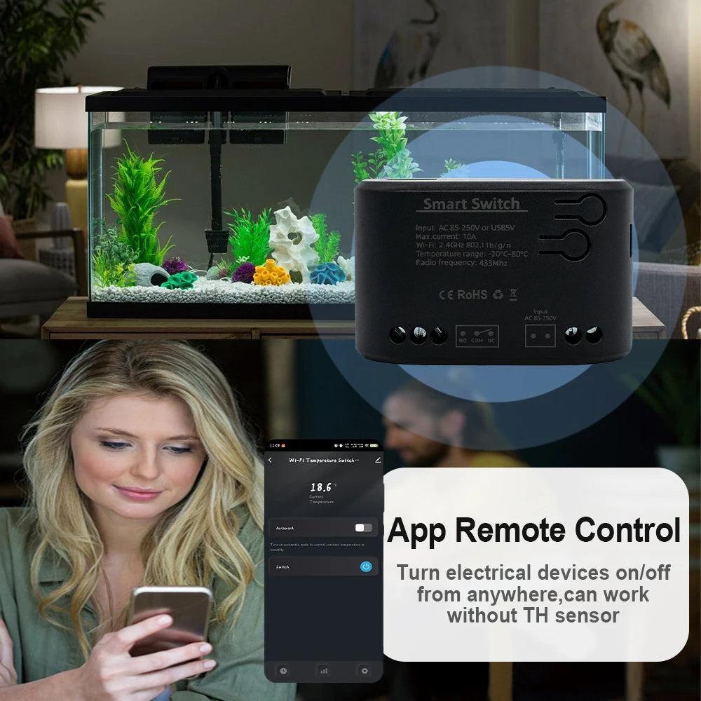 Smart Temperature Switch Tuya WiFi Smart Life Control 1 Gang 85-250V Monitoring Thermostat Passive Dry Contact Relay Match Alexa