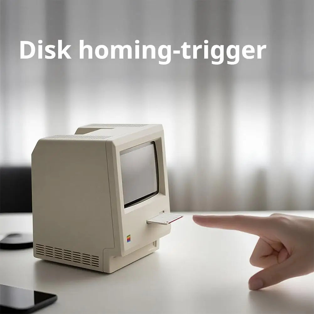 Retro Macintosh Shaped LCD Electronic Alarm Clock with Backlight Desktop Calendar Digital Thermometer Clock Snooze Table Clock