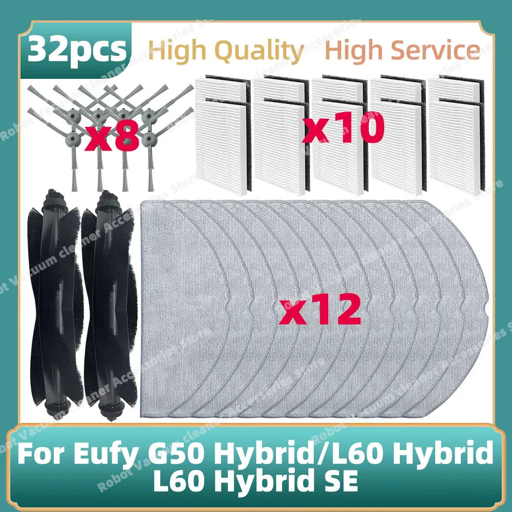 Compatible For ( Eufy G50 Hybrid, L60 Hybrid / L60 Hybrid SES ) Main Side Brush Hepa Filter Mop Cloth Dust Bag Accessories