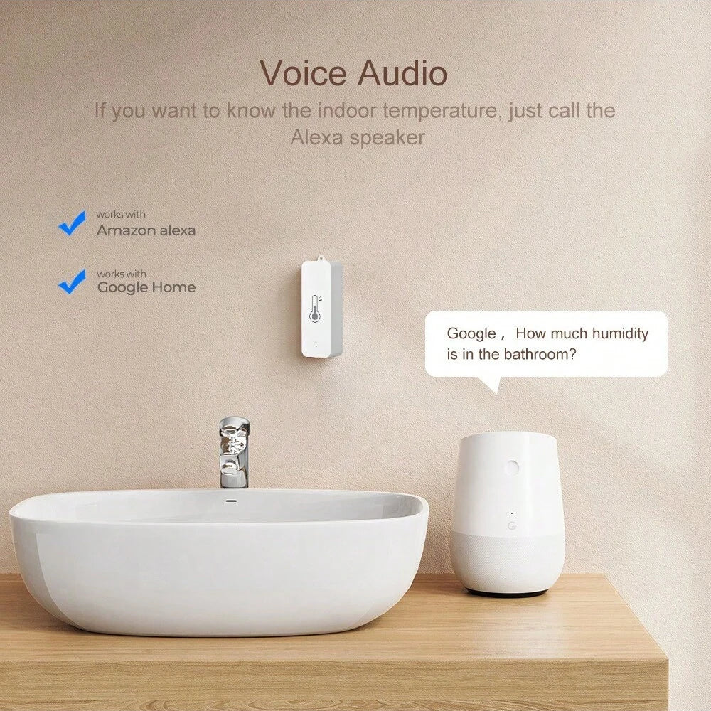 Smart Temperature & Humidity Sensor with WiFi Low Battery Alert Intelligent Climate Control Device Indoor Environment Monitoring