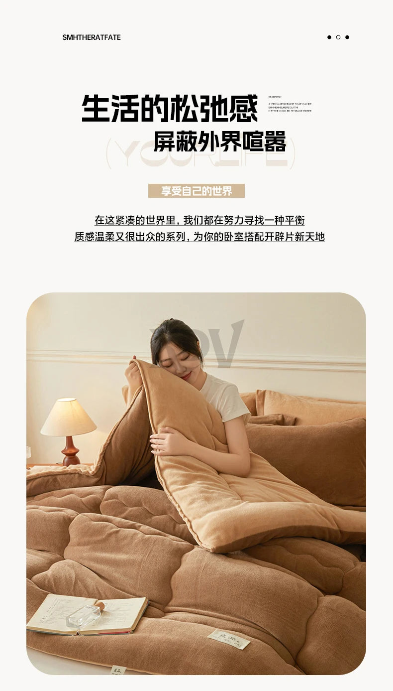 Thickened Milk Velvet Winter Warm Blanket for Bed Queen Size Soft Flannel Quilt Double-Sided Plush Single Double Thick Comforter