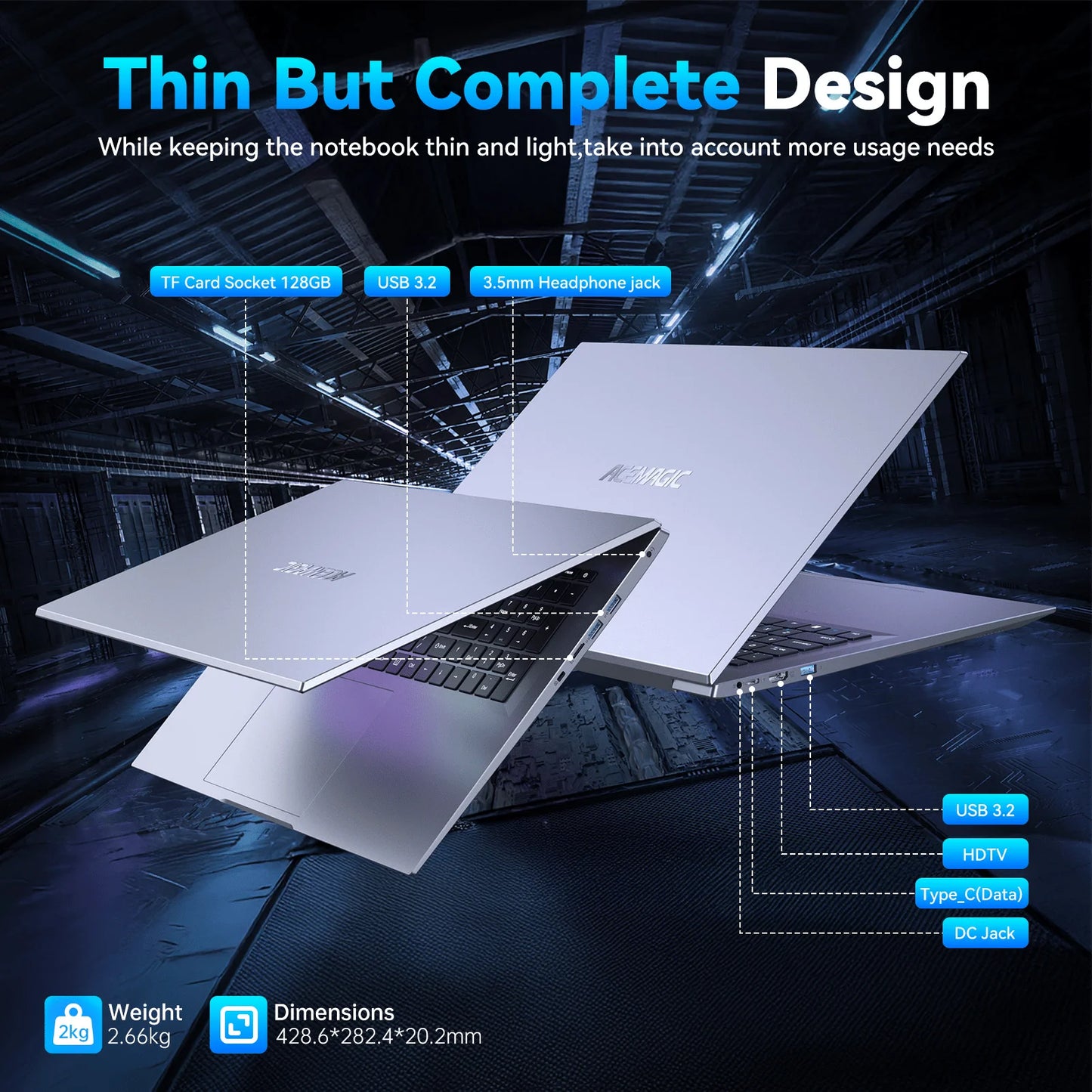 Kamrui Laptop Computer 18.5" FHD 8000mAh Intel N150 Quad-Core Windows 11 PRO 16GB DDR4 RAM 512GB SSD WiFi5 Desktop Notebook PC