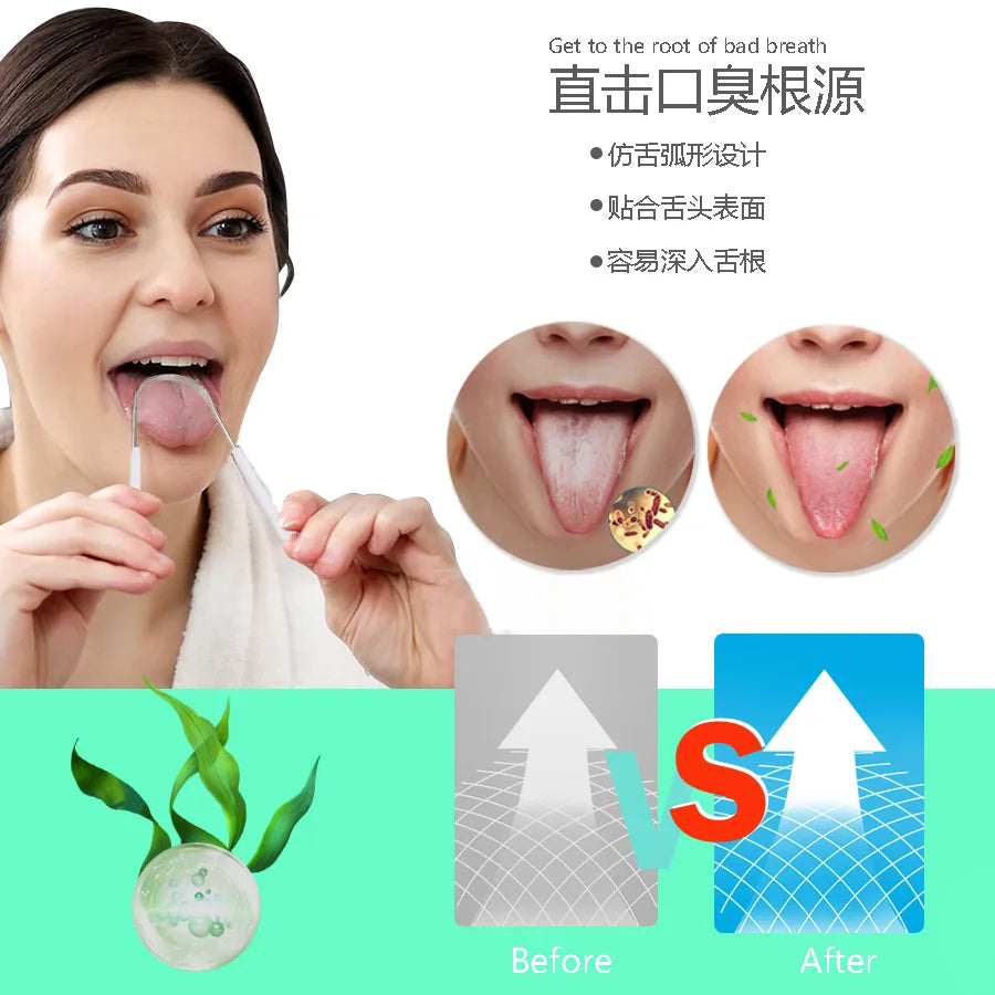 Stainless Steel Tongue Scraper Cleaner Fresh Breath Cleaning Coated Tongue Toothbrush Oral Hygiene Care Tools Raspador De Lengua