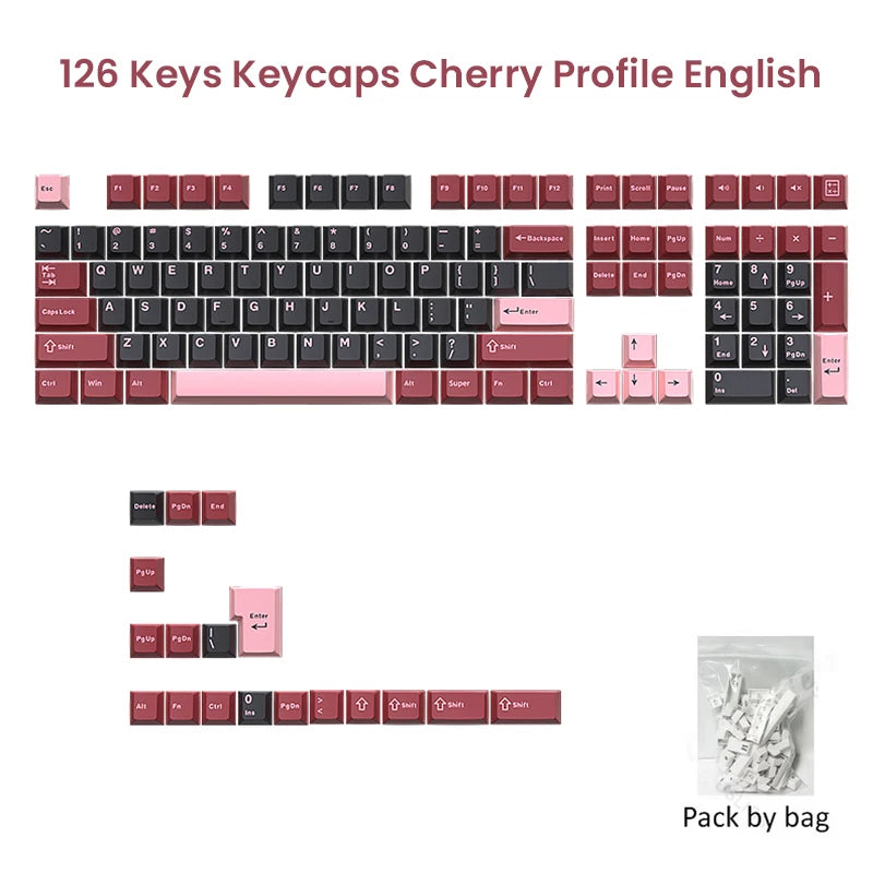USLION 126 Keys Cherry Profile Keycaps ISO Layout Minimalist PBT Key Caps for Gaming Mechanical Keyboard GMK87 GMK67 AULA 75