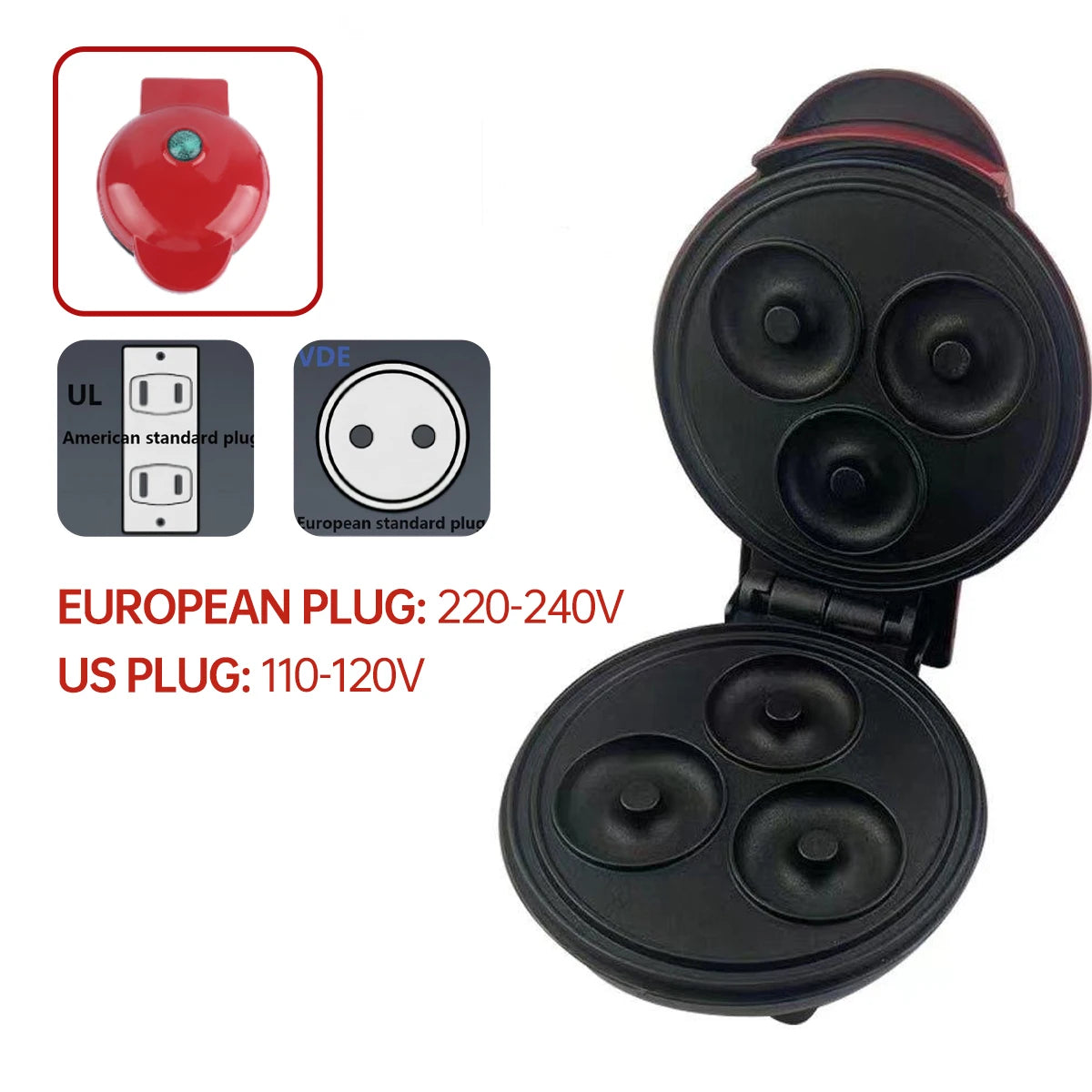 Home Sweet Donut Machine Breakfast Machine Internet Celebrity 3-Hole Cake Pancake Machine Light Food Machine Baking