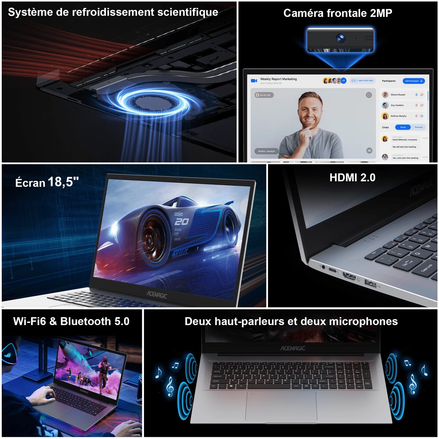 Kamrui Laptop Computer 18.5" FHD 8000mAh Intel N150 Quad-Core Windows 11 PRO 16GB DDR4 RAM 512GB SSD WiFi5 Desktop Notebook PC