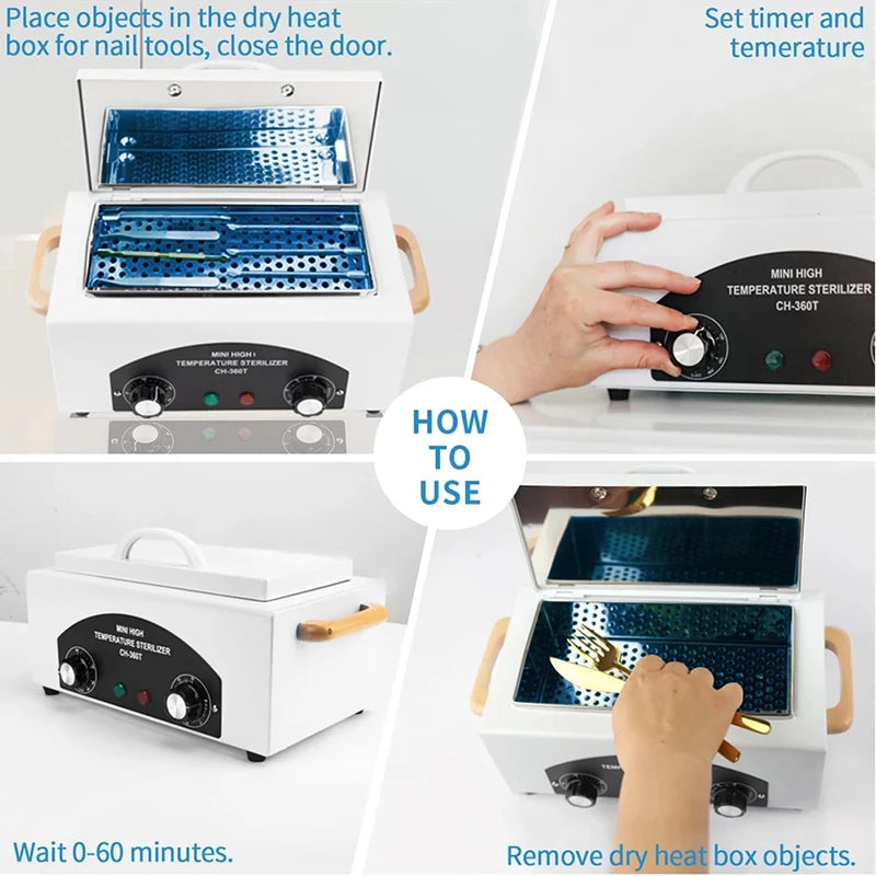 Electric High Temperature Disinfection Box Dry Heat Sterilizer For Manicure Dental Treatment Beauty Salon Nail Tools Equipment