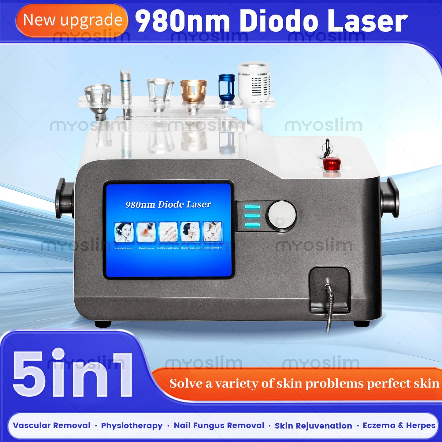 5-in-1 980nm Diode Laser To Remove Blood Vessels Nail Fungi To Remove Skin Eczema Restore Physical Body Therapy Beauty Functions