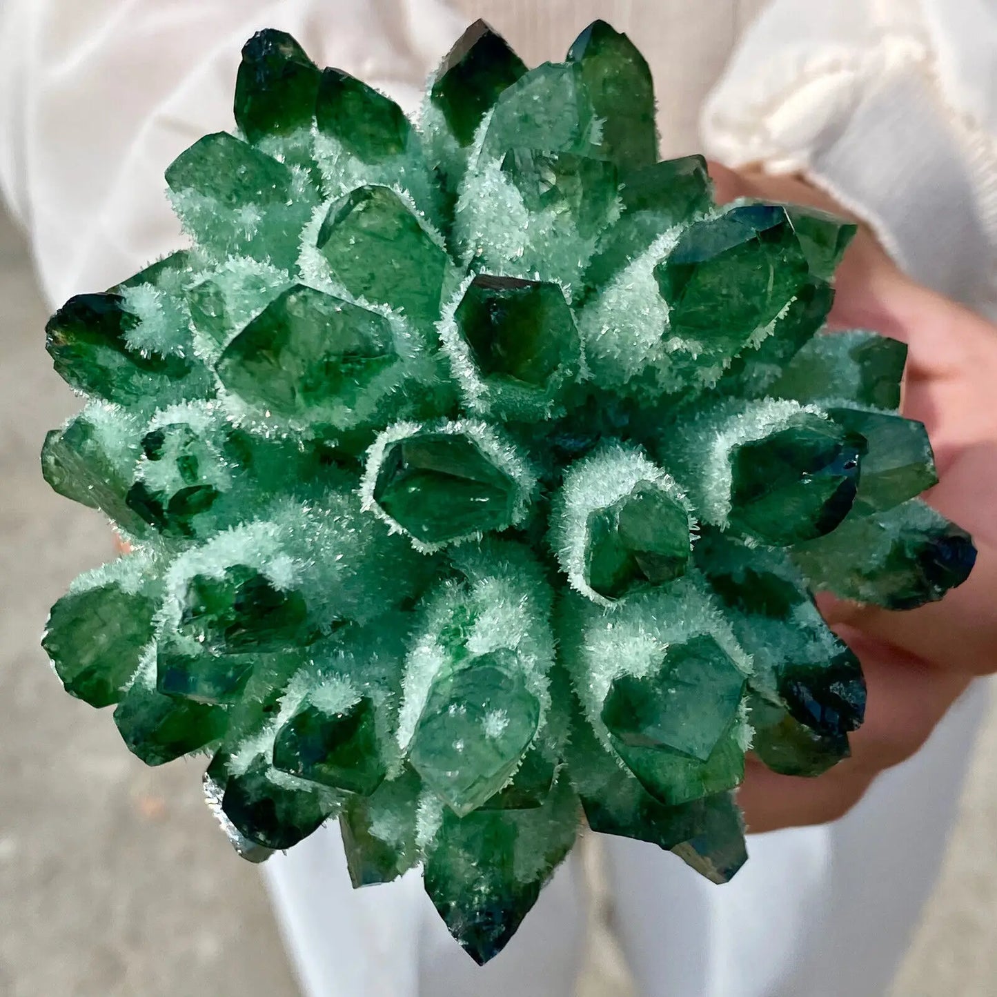 New Find green Phantom Quartz Crystal Cluster Mineral Specimen Healing