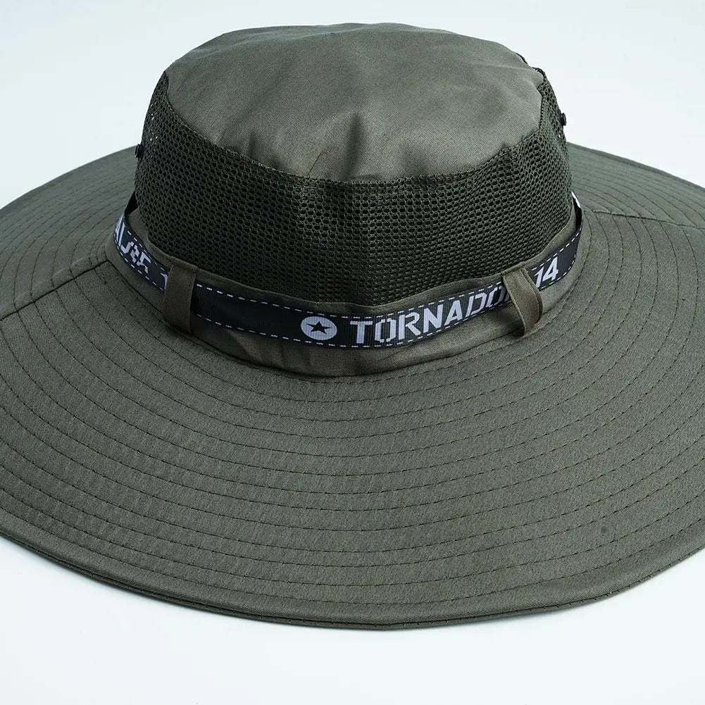 New Summer 15CM Large Brim Sun Hat Men Breathable Fishing Caps Sun UV Protection Mesh Fisherman Hat Hiking Outdoor Beach Cap