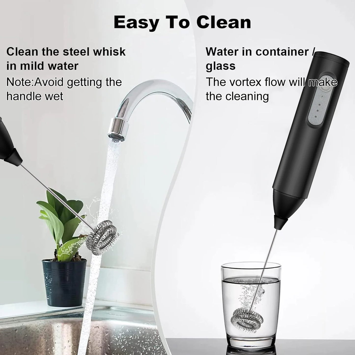 Wireless Milk Frother Electric Type-C Handheld Blender Stainless Steel Mini Coffee Maker Whisk Mixer For Coffee Cappuccino Cream