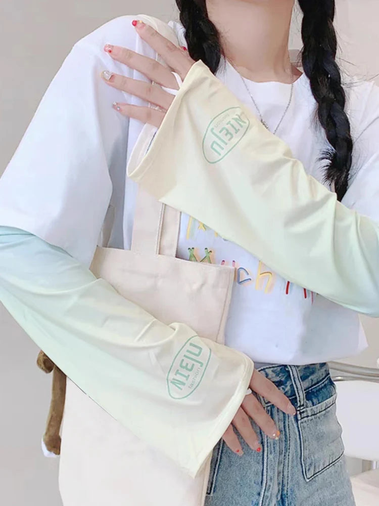 Loose Cycling Arm Sleeves Ice Fabric  UV Protection Sunscreen Running Sleeve Outdoor Sport Cycling Arm Warmers Men Women YZL05