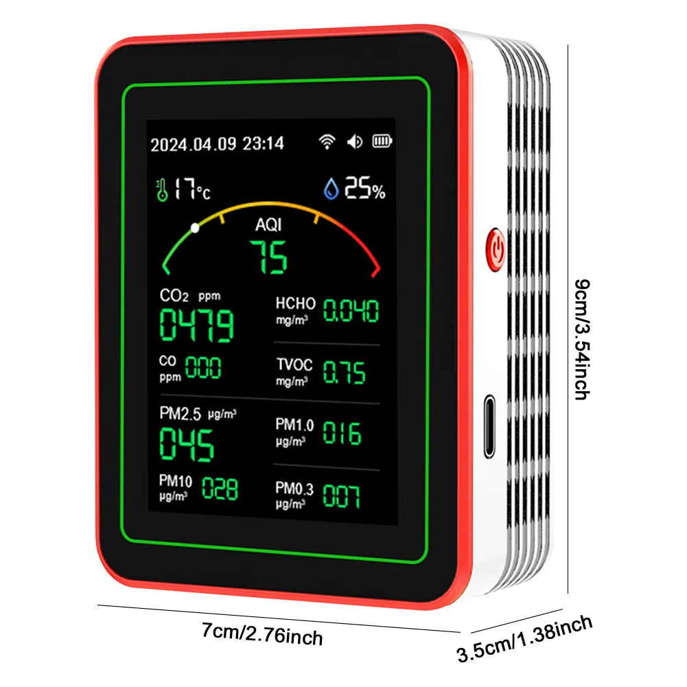 Tuya WiFi 15 in 1 Air Quality Detector CO/CO2/HCHO/TVOC/AQI/PM0.3/PM1.0/PM2.5/PM10 Air Quality Tester Temperature Humidity Meter