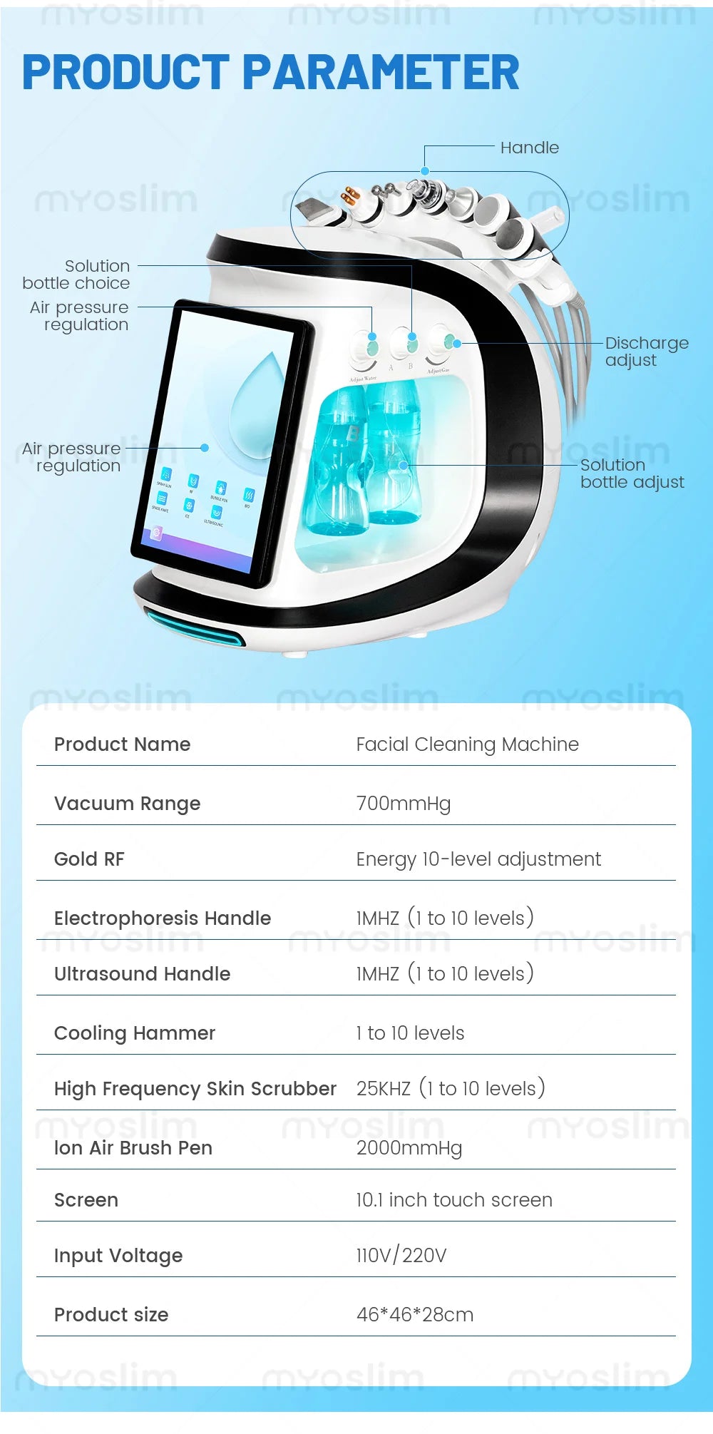 New Arrival 7 in 1 Hydro Dermabrasion Hydra Machine for Facial Aqua Peel Microdermabrasion Machine Skin Rejuvenation