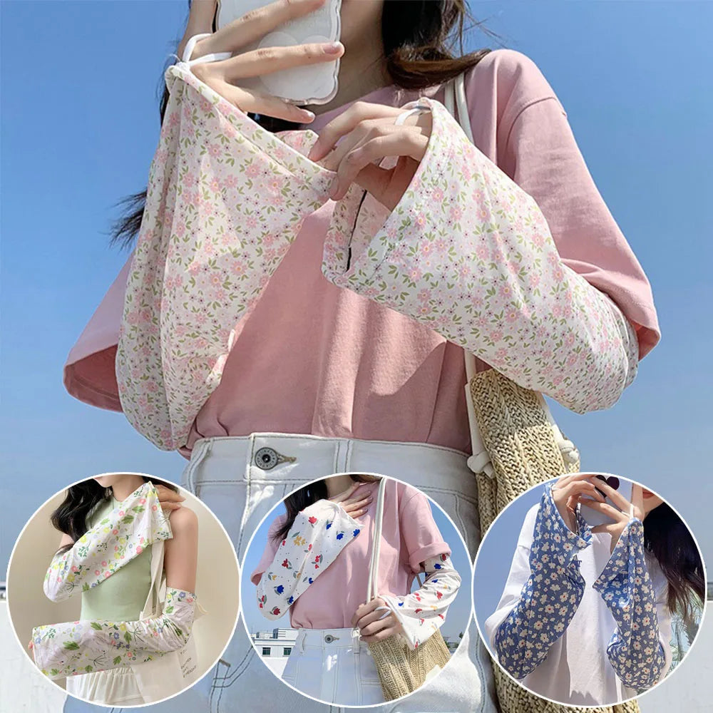 Loose Cycling Arm Sleeves Ice Fabric  UV Protection Sunscreen Running Sleeve Outdoor Sport Cycling Arm Warmers Men Women YZL05